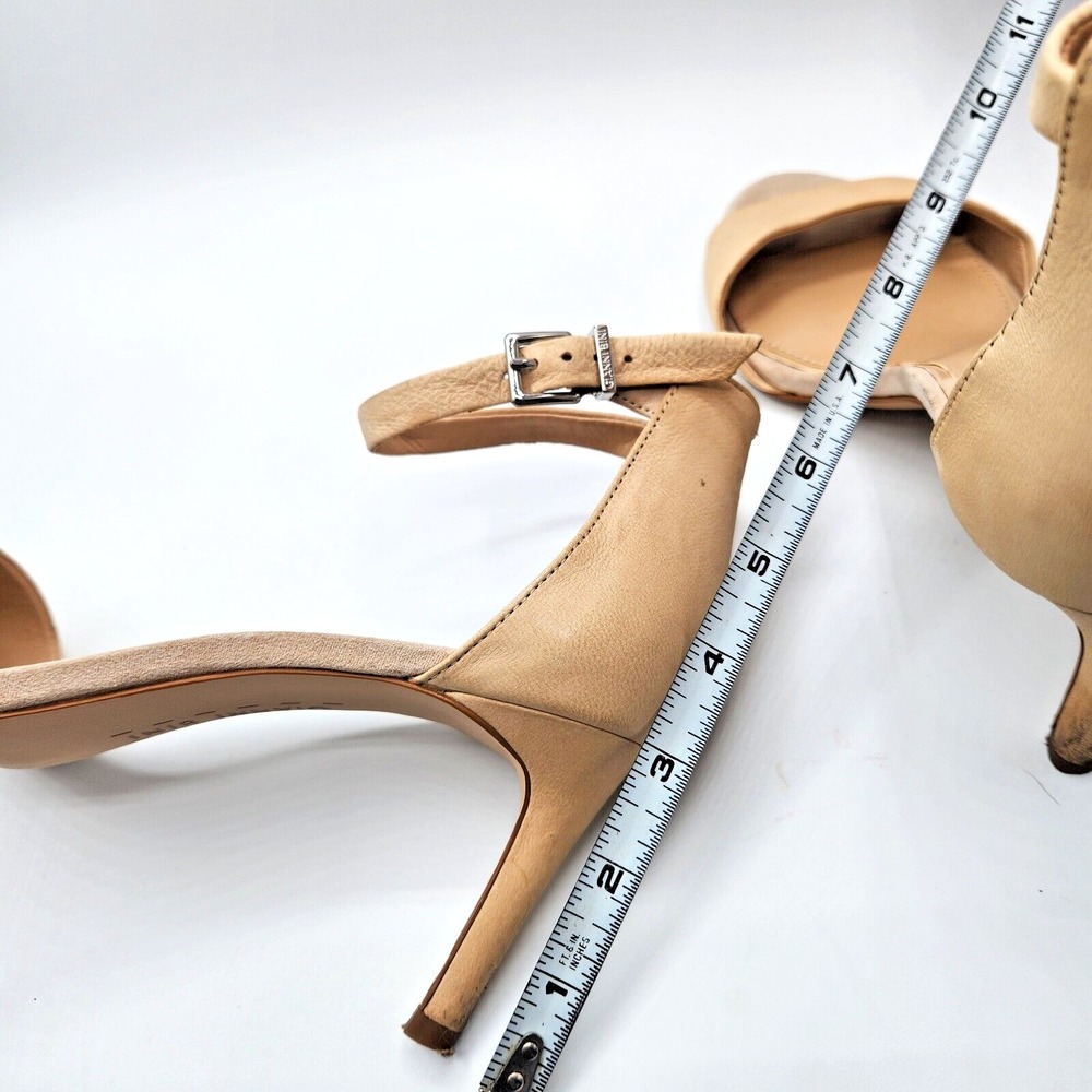 Gianni Bini Sandals Women 8M Tan Minimalist Stiletto Ankle Strap Leather Heels - Picture 9 of 10